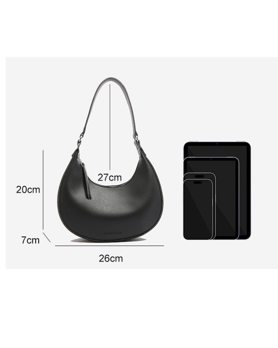 Crescent Chic Black Shoulder Bag
