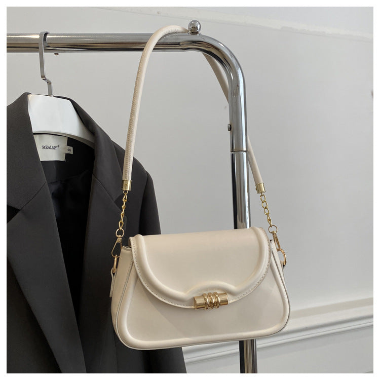 Elegant Mini Shoulder Bag with Gold-Tone Accent – Chic & Minimalist