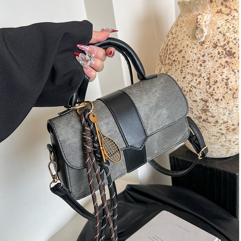 Denim & PU Leather Crossbody Handbags: Top Handle and Decorative Charms