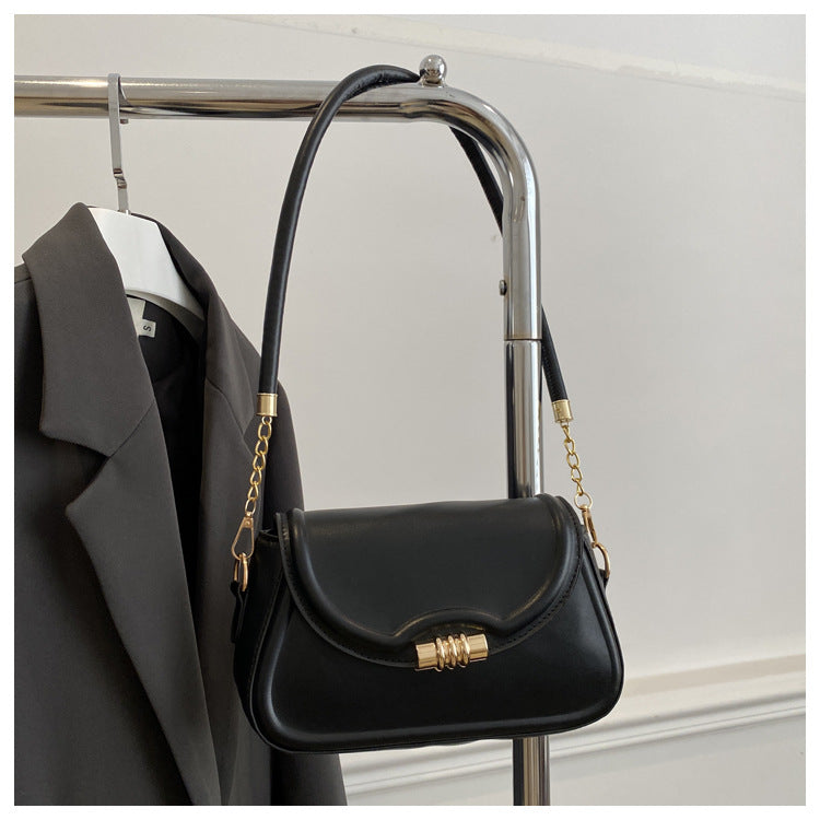 Elegant Mini Shoulder Bag with Gold-Tone Accent – Chic & Minimalist