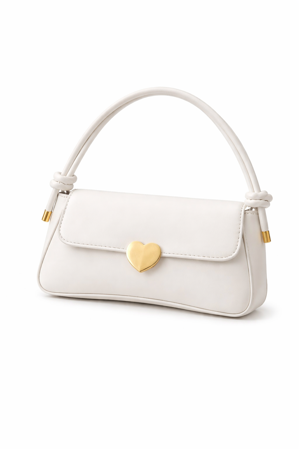 Chic White Mini Crossbody Bag with Heart Lock