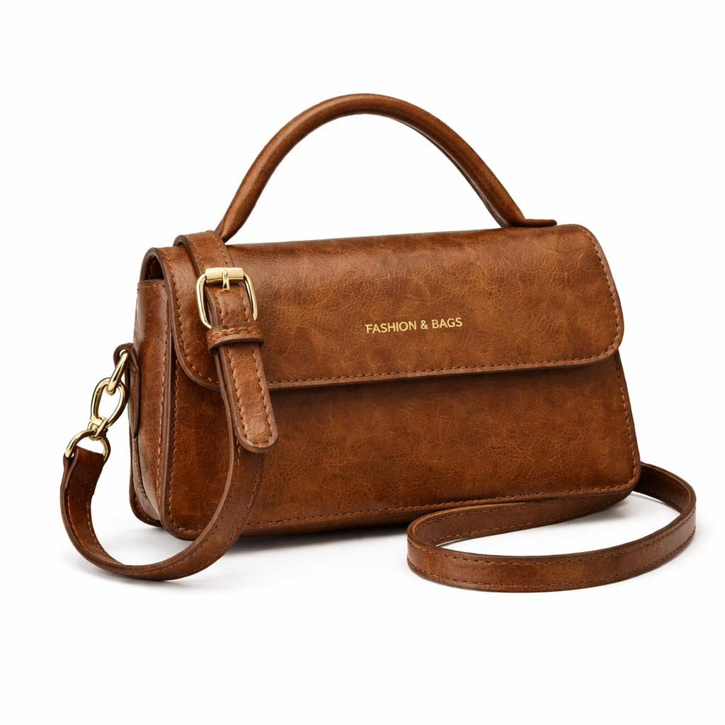 Classic Brown Mini Crossbody Bag with Flap Closure