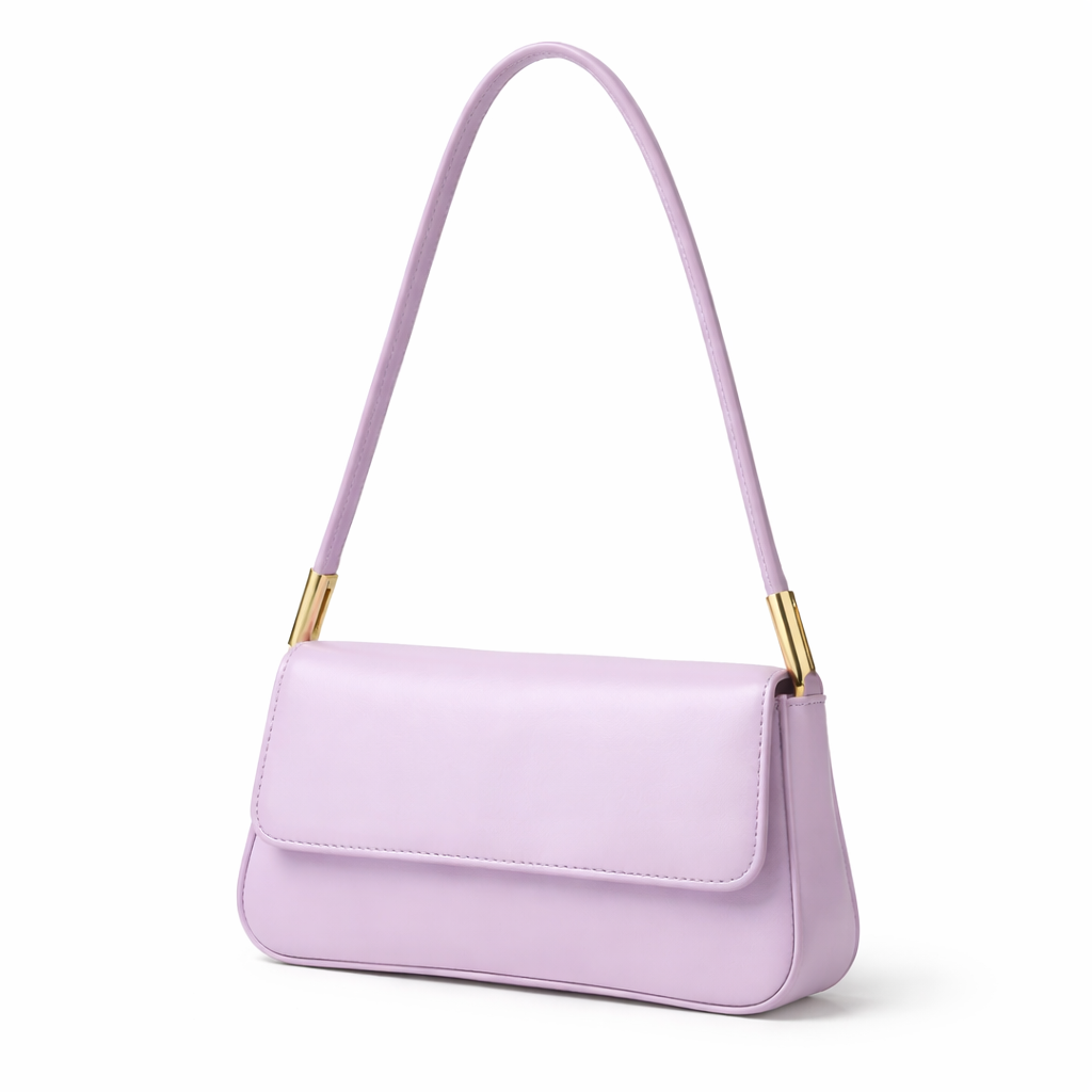 Pastel Lavender Minimalist Shoulder Bag with Flap Design
