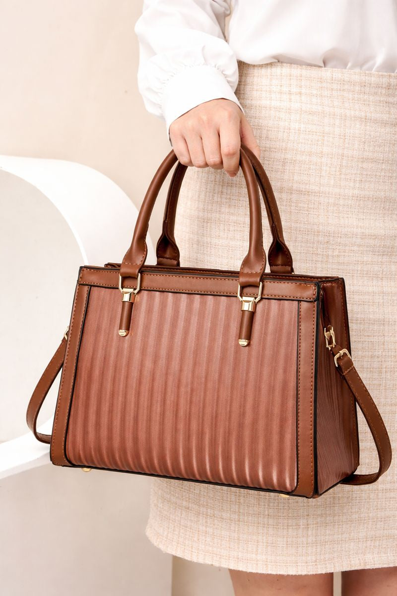 Elegant Brown Tote Bag with Matching Wallet