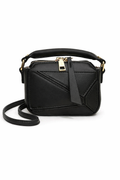 Classic Black Mini Top-Handle Crossbody Bag with Gold Hardware