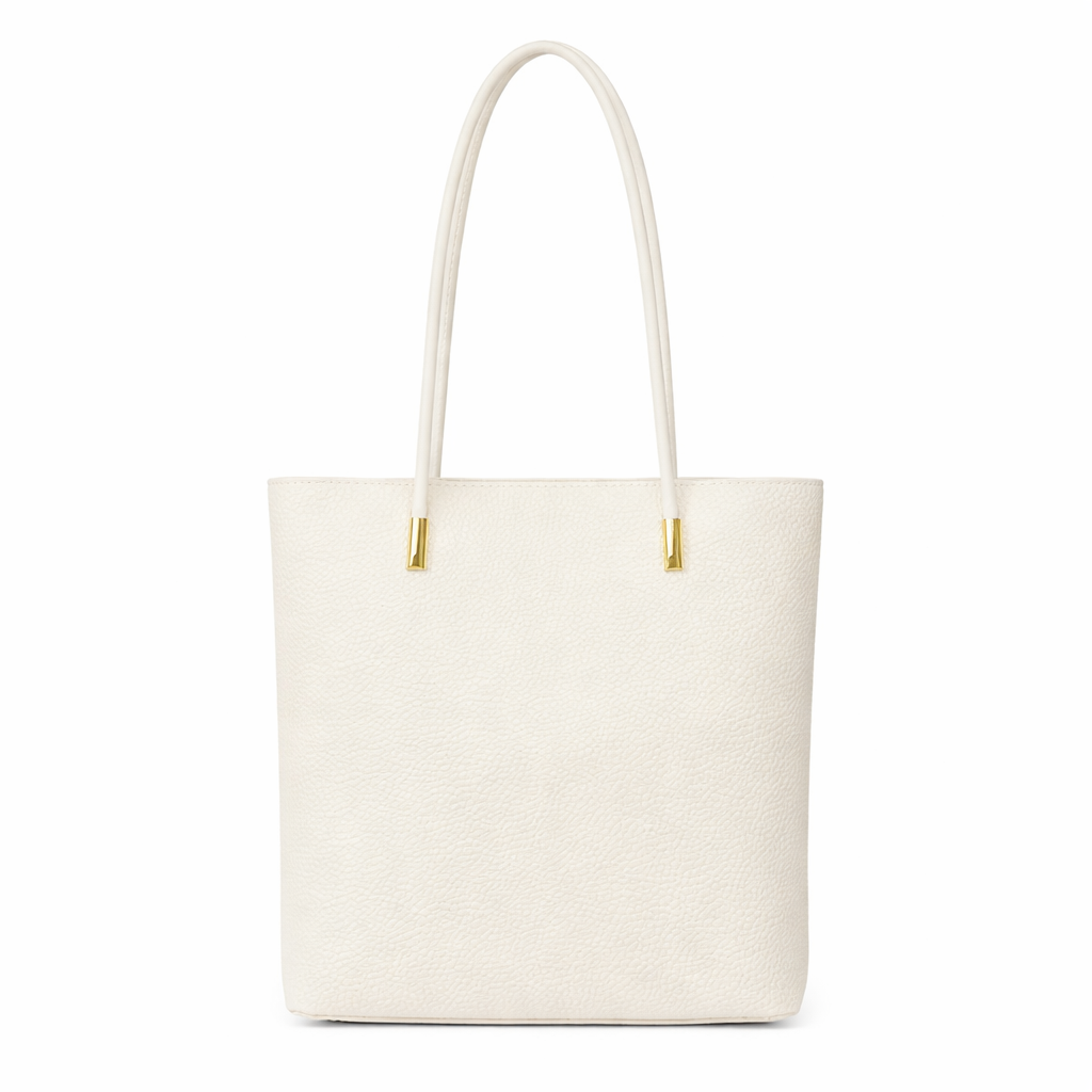 Minimalist Cream Tote Bag with Long Shoulder Straps