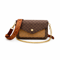 Luxury Patterned Crossbody Sling Bag with Chain Detail & Wide Strap