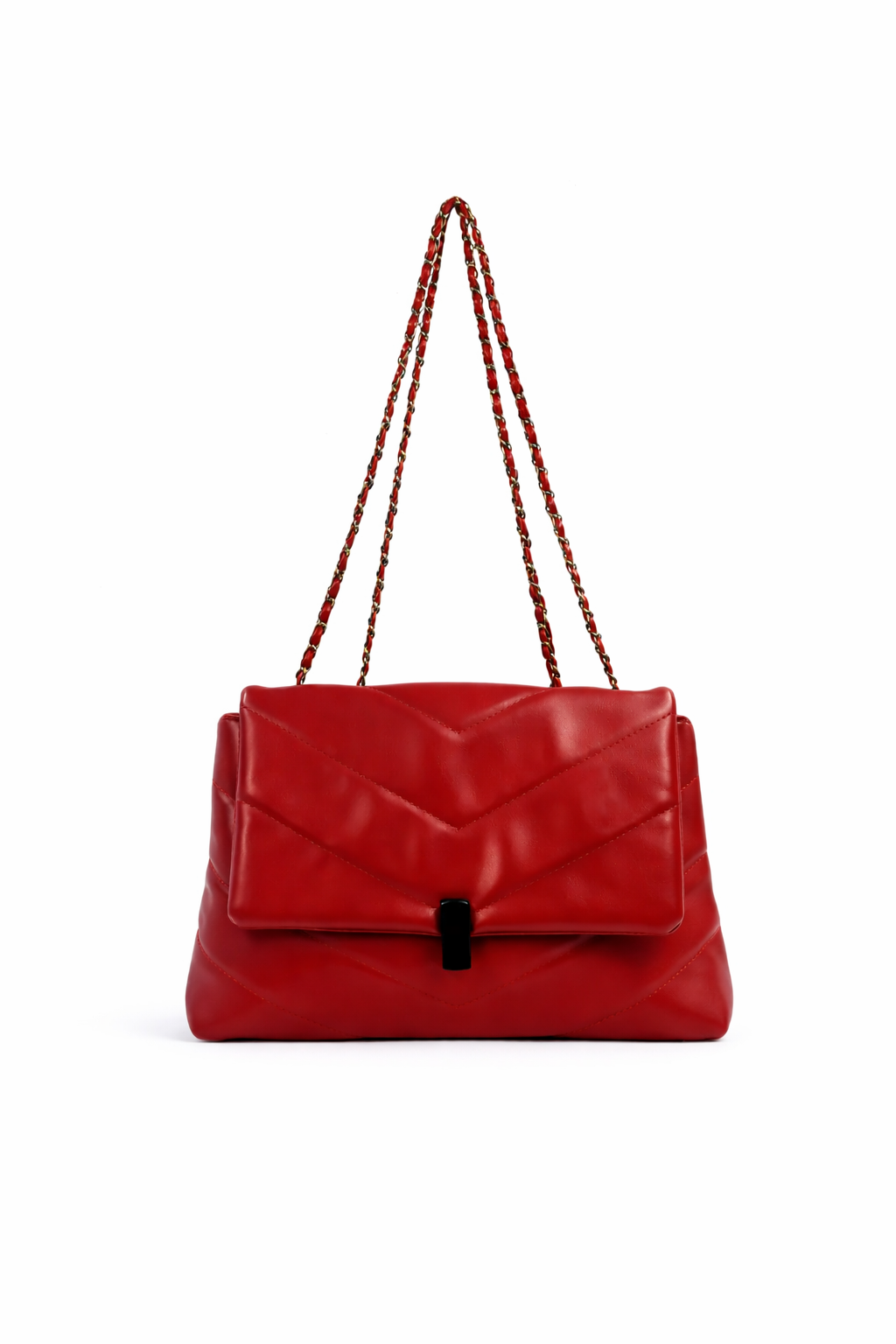 Elegance Cherry Red Quilted Chain Bag