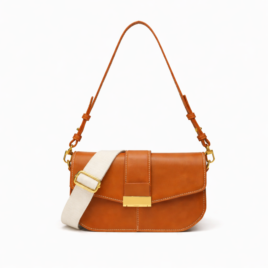 Cognac Lock Luxe – Convertible Shoulder Bag