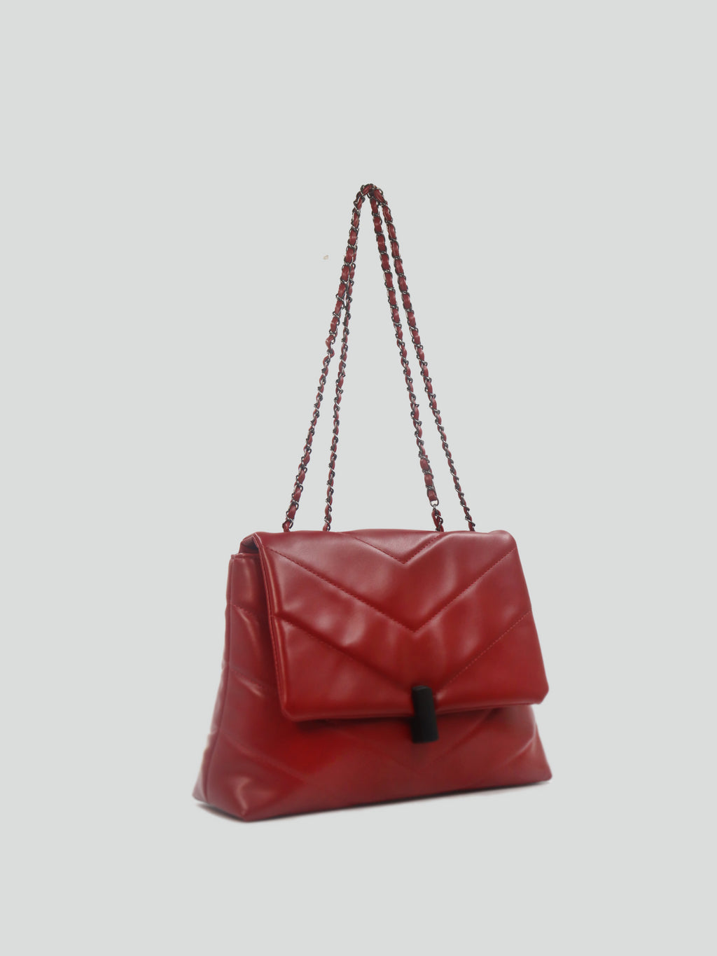 Elegance Cherry Red Quilted Chain Bag