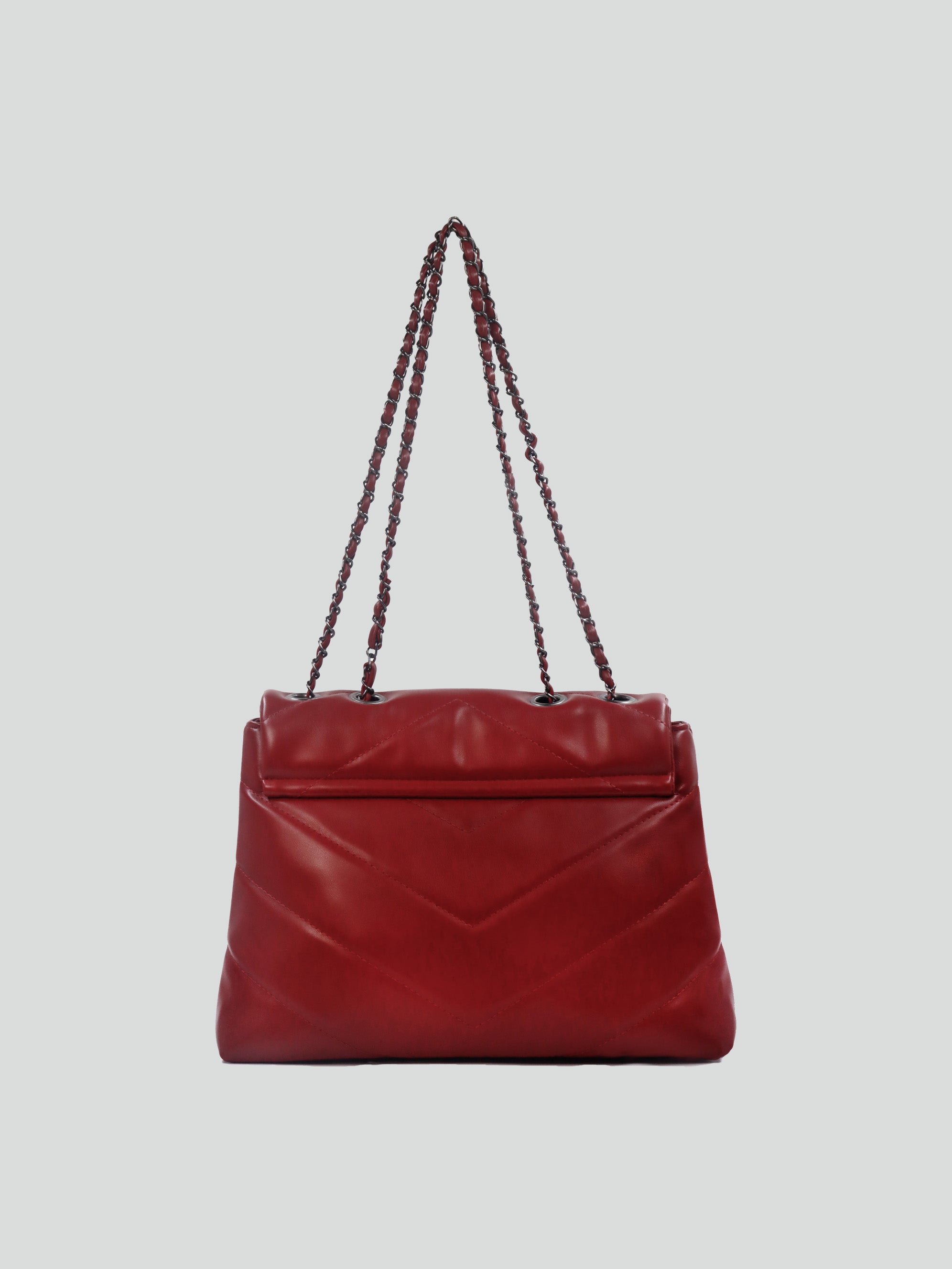 Elegance Cherry Red Quilted Chain Bag