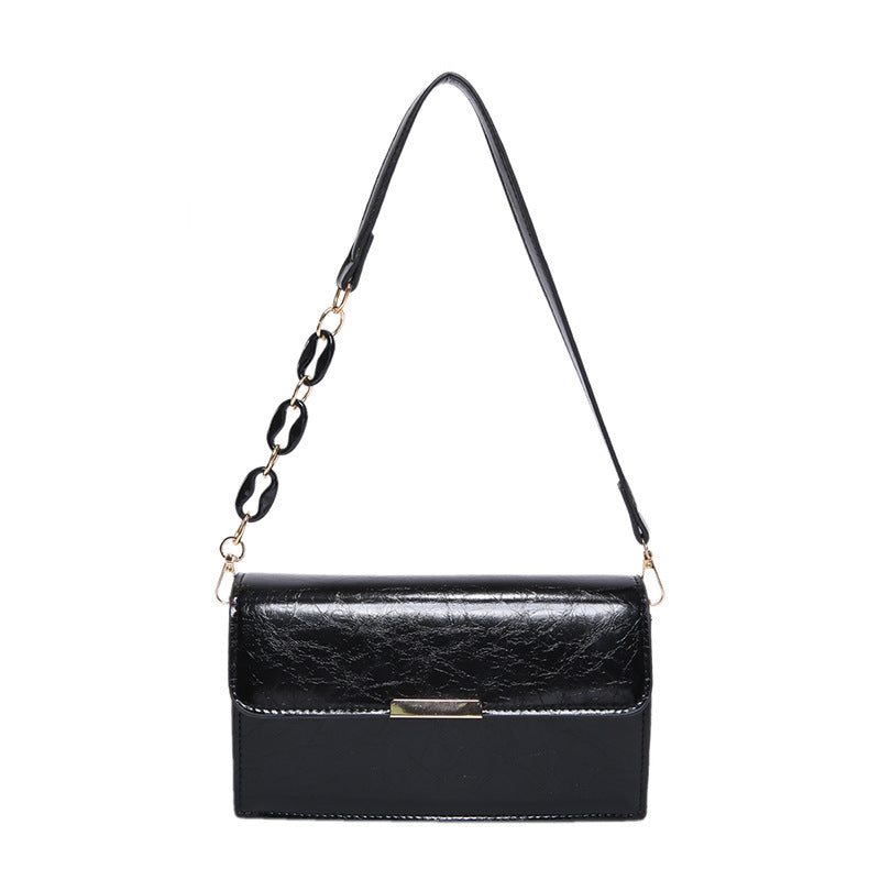 Multicolor Geometric Pattern Shoulder Bag with Decorative Chain Strap