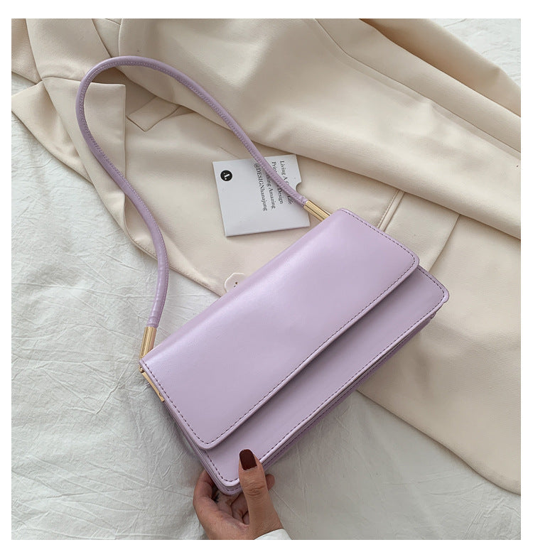 Pastel Lavender Minimalist Shoulder Bag with Flap Design